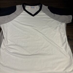 Vintage Alpha Sportswear Blank Football Jersey Men's 3XL White Black Silver Mesh